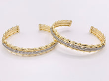 Load image into Gallery viewer, 2 Tone Cute Bamboo Layered Adjustable Bangle in Gold/Silver Plated over Brass
