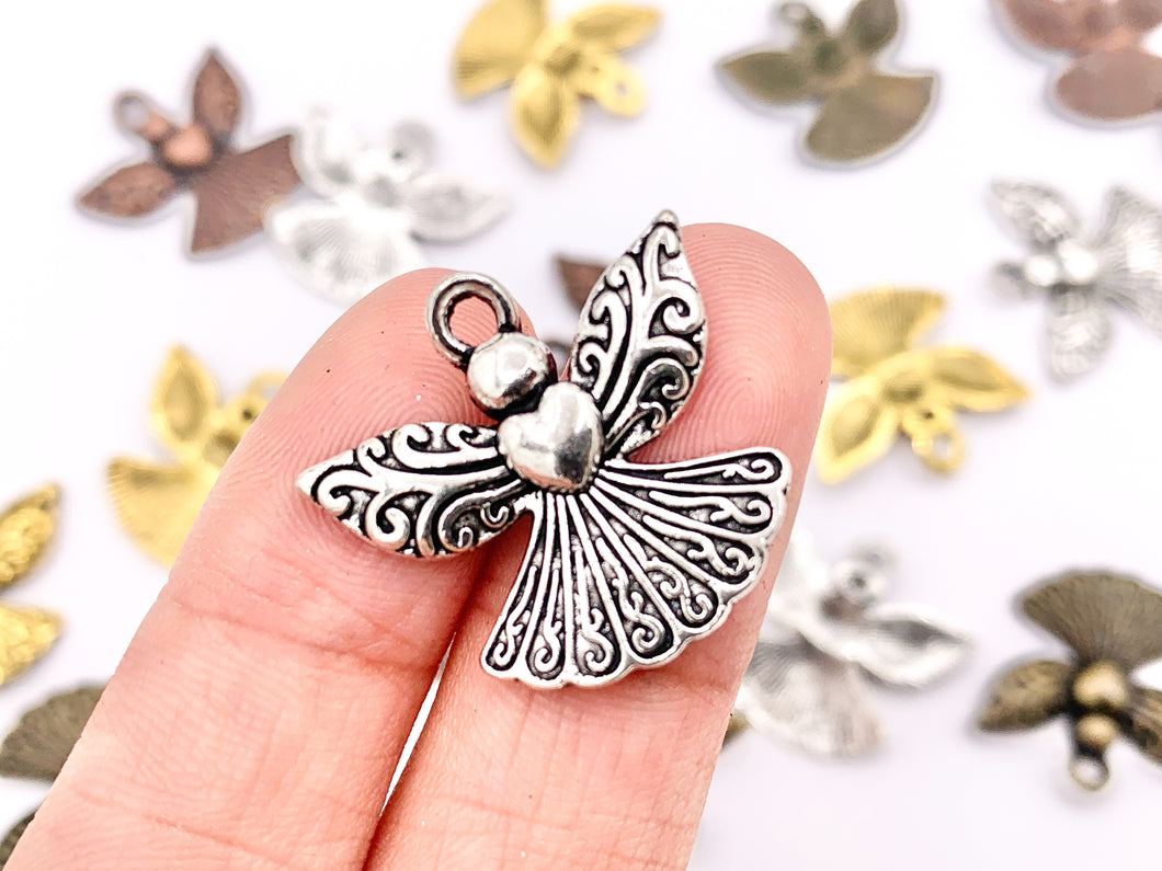 23x21mm Pewter Cute Angel Charm in Gold, Silver, Copper and Brass 125g