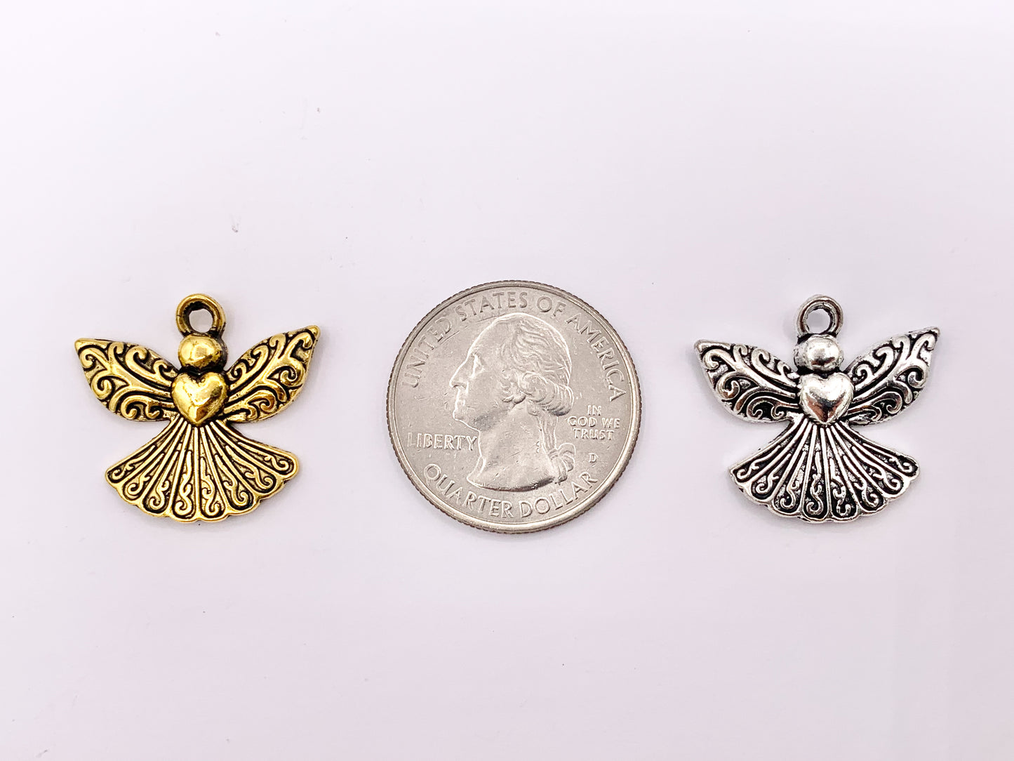 23x21mm Pewter Cute Angel Charm in Gold, Silver, Copper and Brass 125g