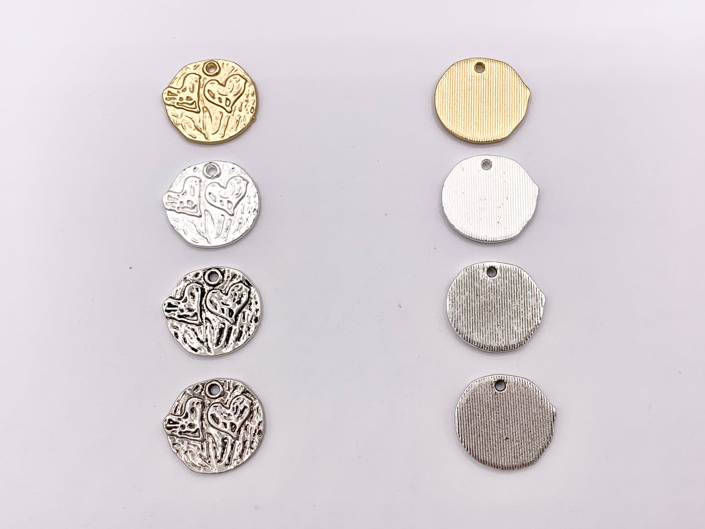 18x20mm Pewter Heart Coin Charms Valentine's Day Heart Pendants in 9 Colors