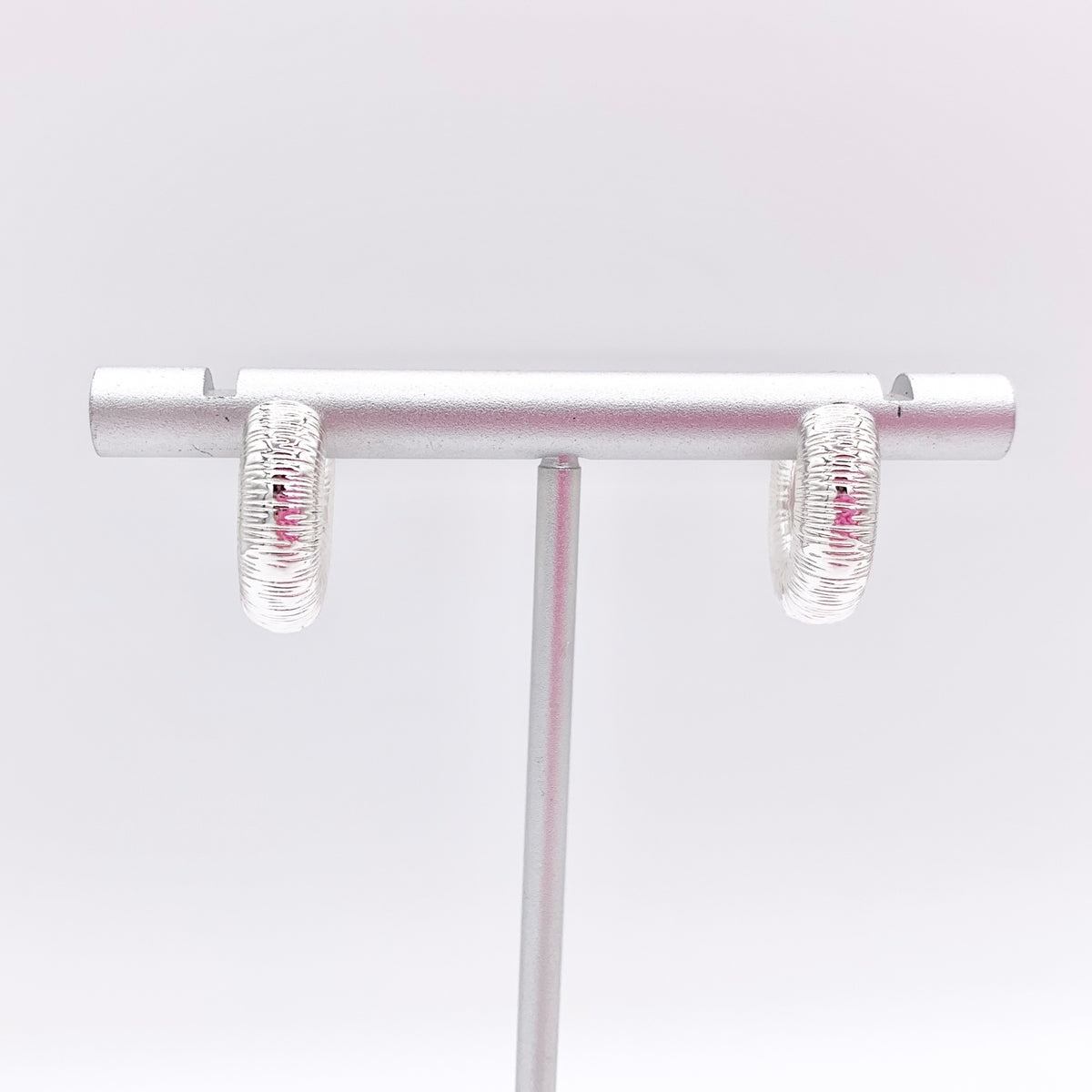 Minimalist 16mm Scrunch Hoop Huggie Earrings in 18K Gold/Silver Plated Over Copper 4 PAIRS