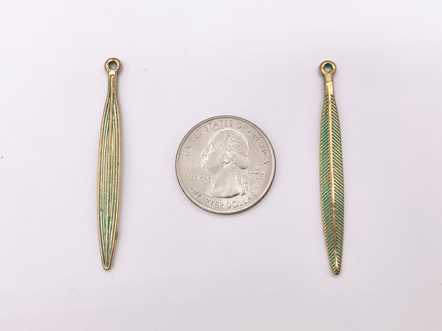 5x51mm Pewter Carved Skinny Leaf Pendants Bulk Order in Gold, Matte Gold, Silver, Brass, Gunmetal, Blue And Green Patina