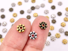 Load image into Gallery viewer, 6mm Pewter Tiny Daisy Spacer Beads Cute Flower Space Beads in Gold, Silver, and Bronze Color 125g
