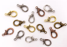 Load image into Gallery viewer, 16x30mm Pewter Antique Large Lobster Claw Clasps Bulk Order in Gold, Silver, Copper, Brass and Gunmetal 18PCS
