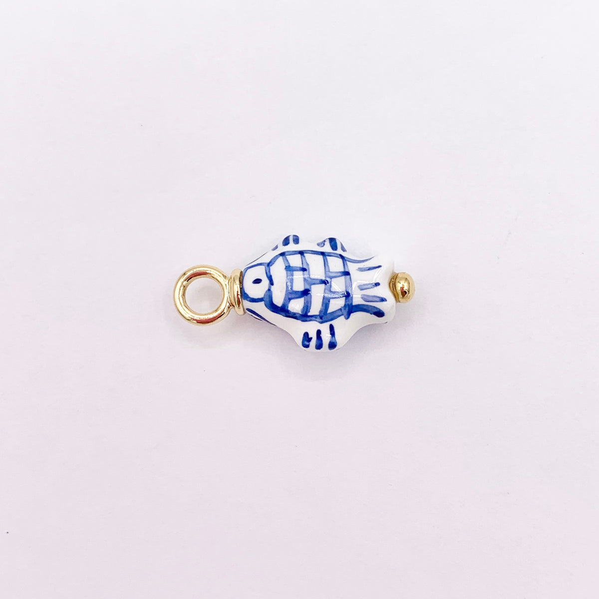 12x24mm Handmade Ceramic Blue Hand Painted Fish Pendant 8 PCS