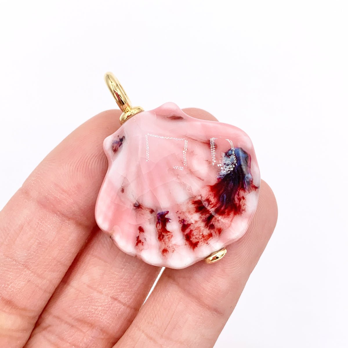 28x36mm Handmade Ceramic Shell Shape Pendant in 5 Colors 5 PCS