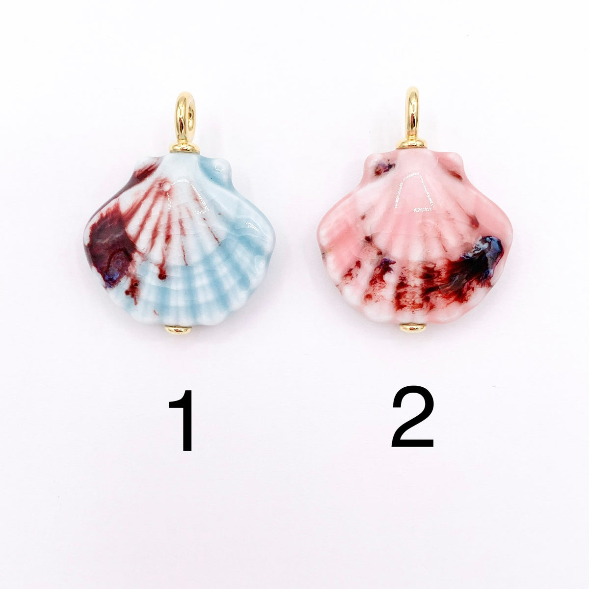 28x36mm Handmade Ceramic Shell Shape Pendant in 5 Colors 5 PCS