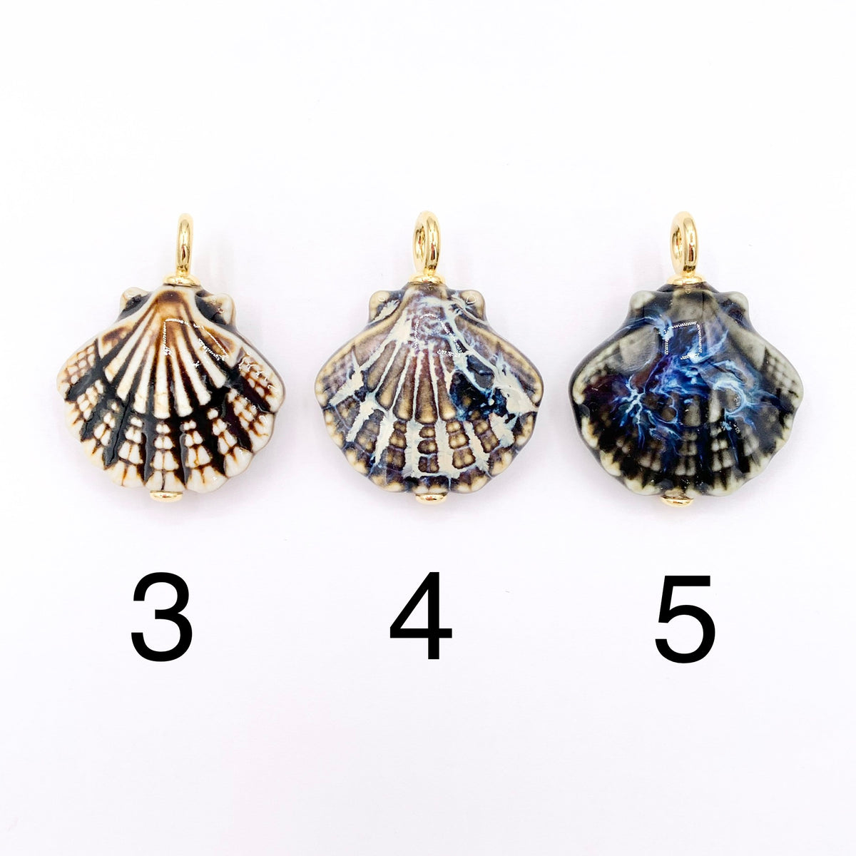28x36mm Handmade Ceramic Shell Shape Pendant in 5 Colors 5 PCS