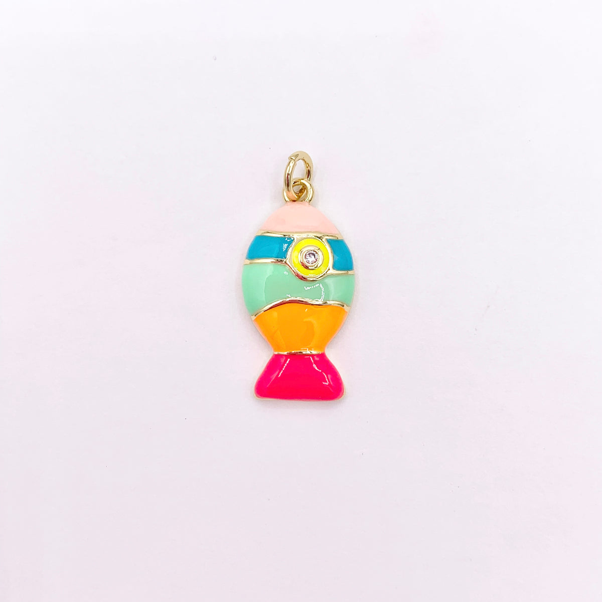 12x23mm Colorful Enamel Fish Charms in 18K Gold Plated Copper 8 PCS