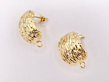 Load image into Gallery viewer, Textured Puffy Square Earring Findings Component with Loop in 18K Gold plated Copper 4 PAIRS
