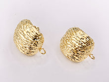 Load image into Gallery viewer, Textured Puffy Square Earring Findings Component with Loop in 18K Gold plated Copper 4 PAIRS
