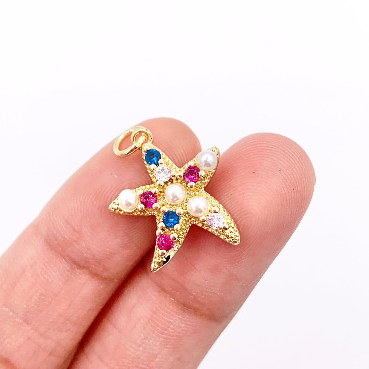 Colorful Starfish Charms Plated in 18K Gold Copper Base 10 PCS