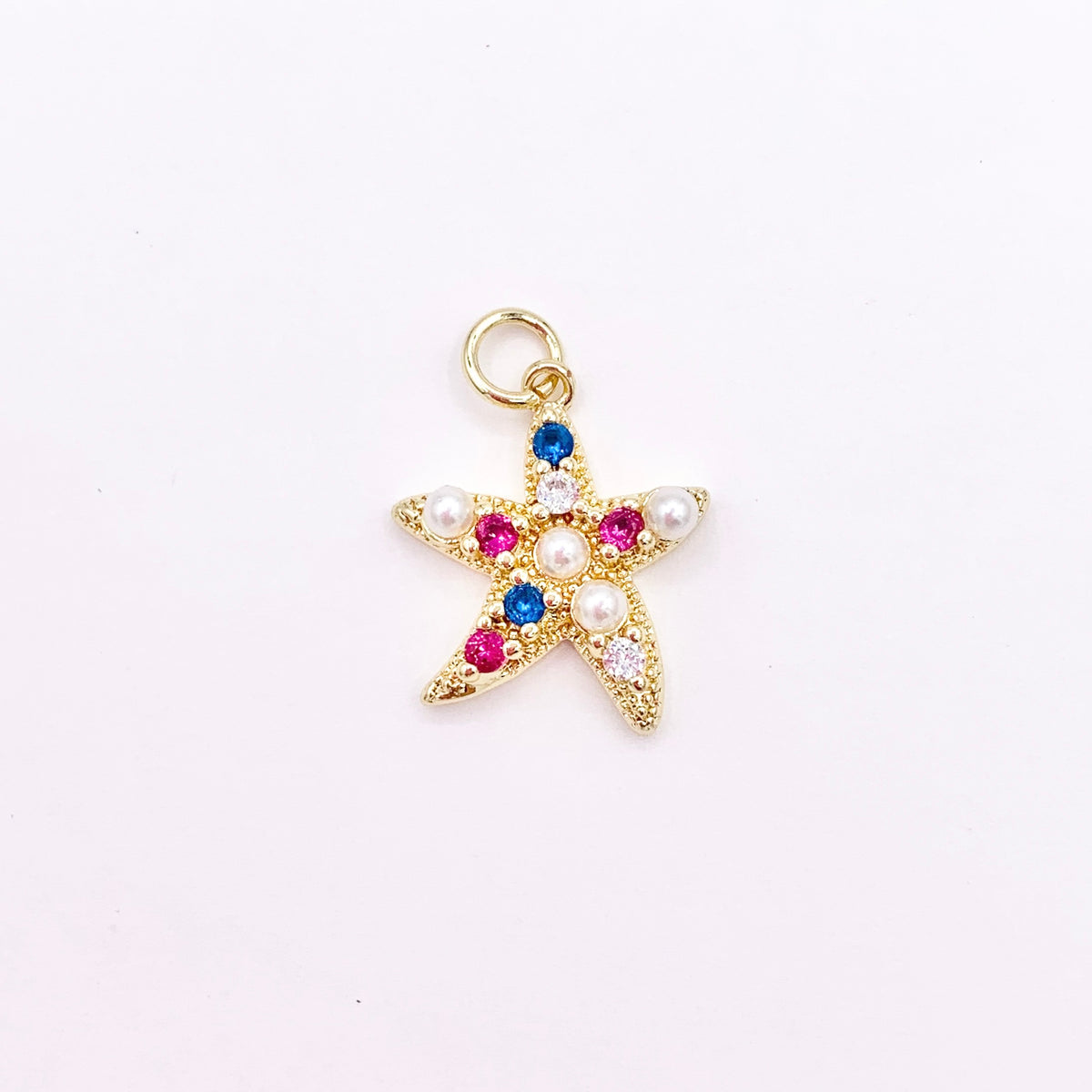 Colorful Starfish Charms Plated in 18K Gold Copper Base 10 PCS