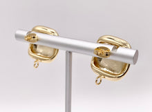 Load image into Gallery viewer, Shiny Puffy Square Earring Findings Component with Loop in 18K Gold plated Copper 4 PAIRS
