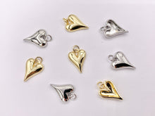 Load image into Gallery viewer, Cute One Sided Puffy Heart Charms Pendants in 18K Gold/Silver plated Copper 10 PCS
