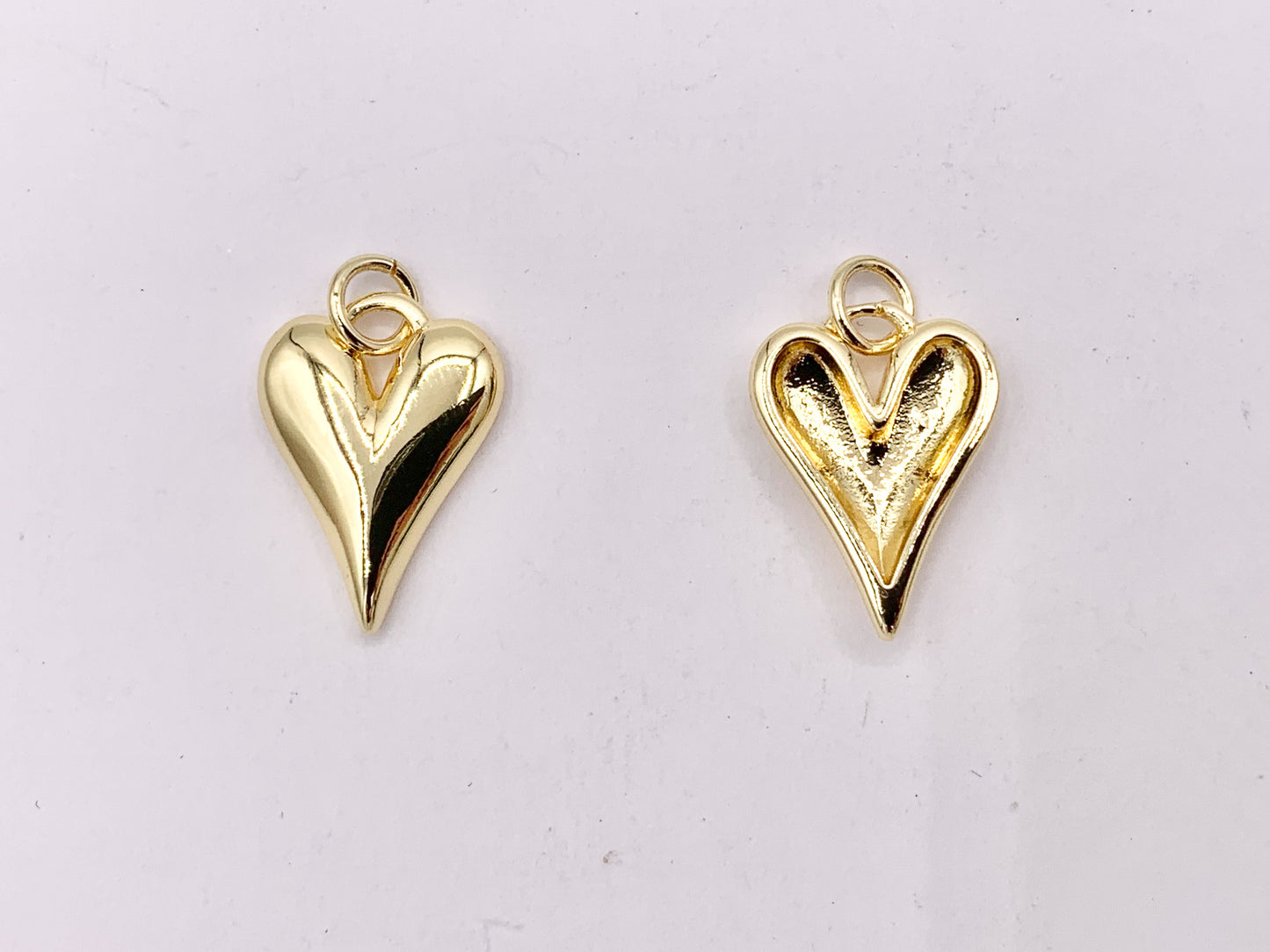 Cute One Sided Puffy Heart Charms Pendants in 18K Gold/Silver plated Copper 10 PCS