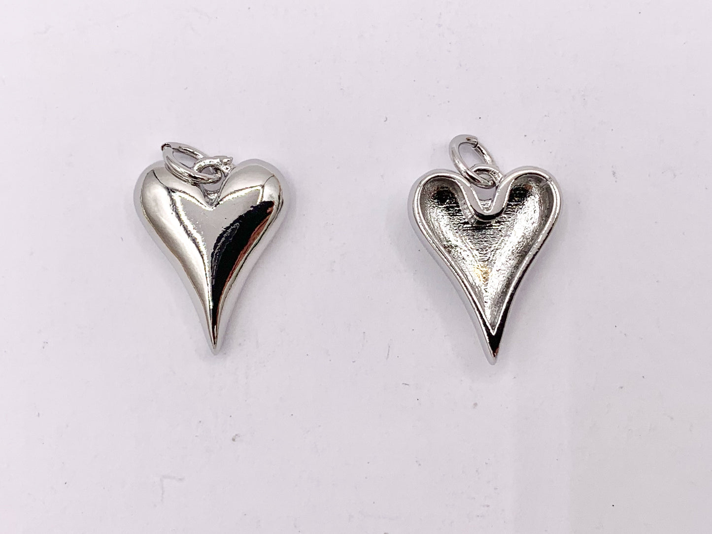 Cute One Sided Puffy Heart Charms Pendants in 18K Gold/Silver plated Copper 10 PCS