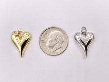 Load image into Gallery viewer, Cute One Sided Puffy Heart Charms Pendants in 18K Gold/Silver plated Copper 10 PCS
