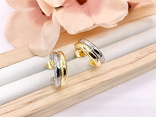 Load image into Gallery viewer, 2 Tone Minimalist Earring Hoops in 18K Gold/Silver Plated Over Brass 4 PAIRS
