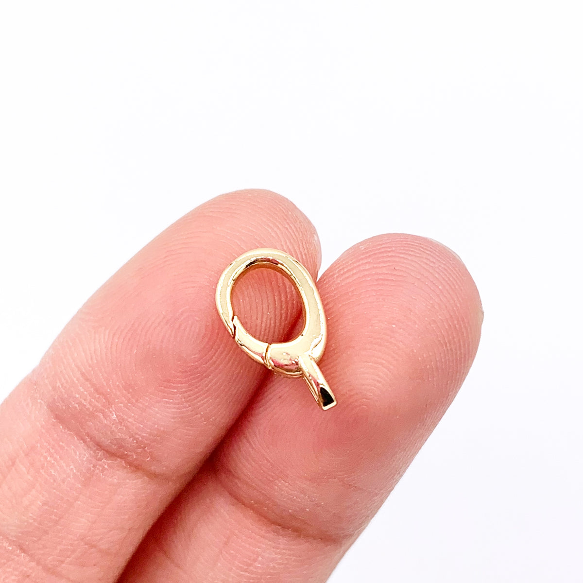 Dainty Minimalist Oval Snap On Clasps in Real Gold Plated Over Brass 10PCS