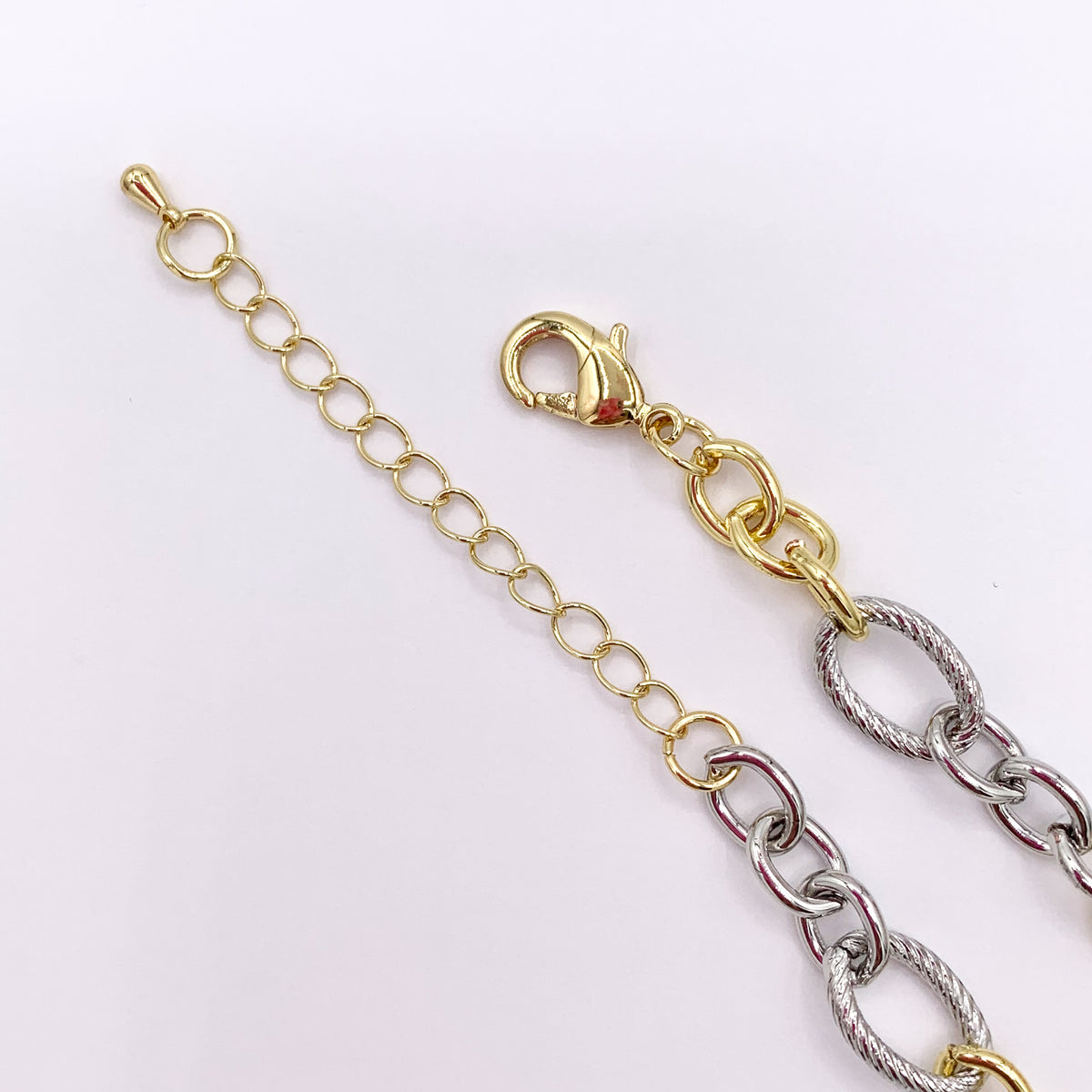 Oval Links Necklace Gold/Platinum Plated Copper Finished Necklace 17.5" with 2" Extension Link 3 PCS
