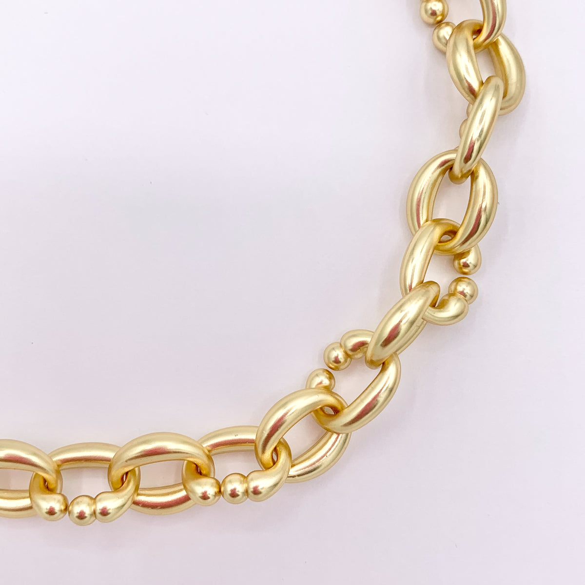 Matte Chunky Oval Link 18K Gold Plated Copper Finished Necklace 17" + 2" Extension Link 1 PC