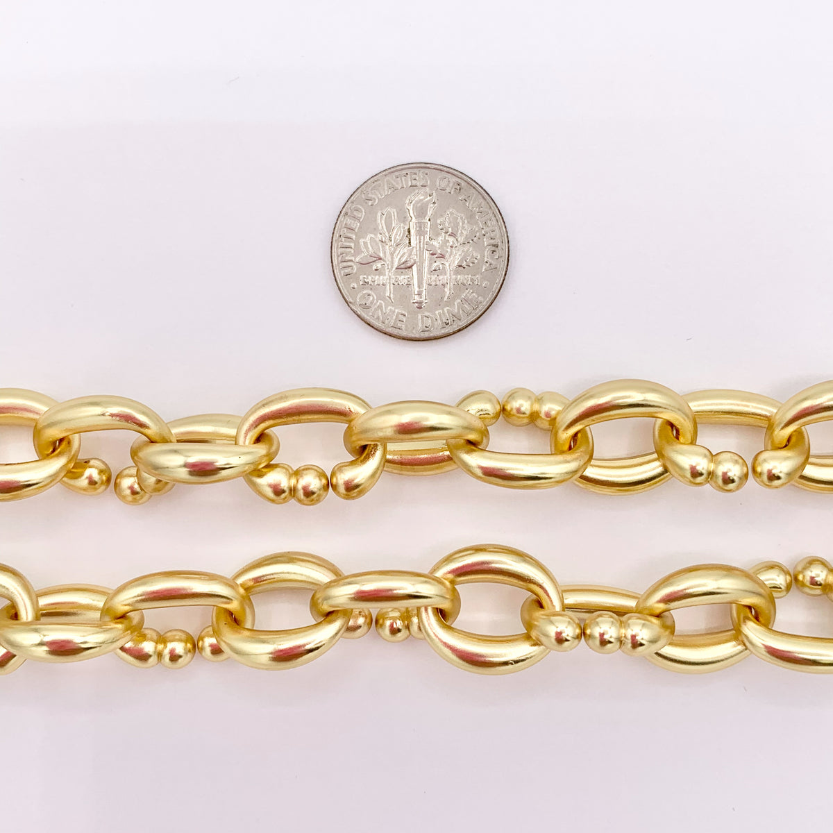 Matte Chunky Oval Link 18K Gold Plated Copper Finished Necklace 17" + 2" Extension Link 1 PC