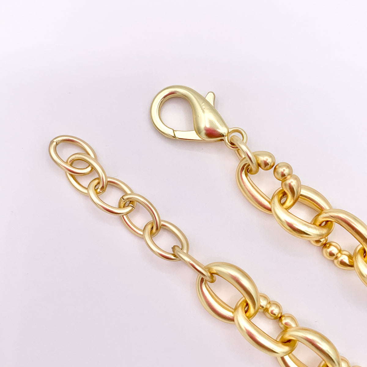 Matte Chunky Oval Link 18K Gold Plated Copper Finished Necklace 17" + 2" Extension Link 1 PC