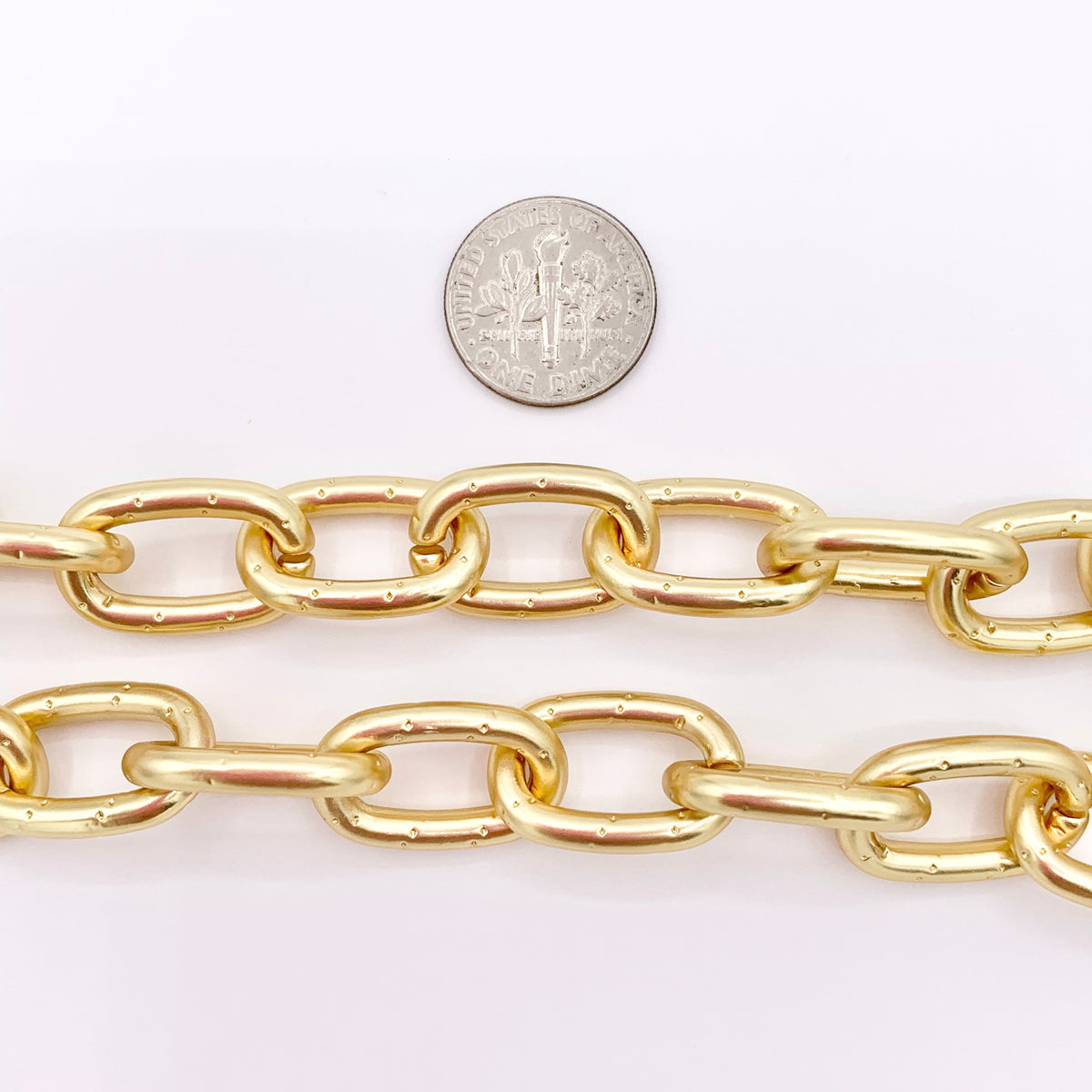 Matte Chunky Oval Link 18K Gold Plated Copper Finished Necklace 17" + 2" Extension Link 1 PC