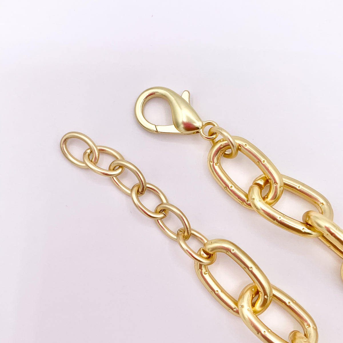 Matte Chunky Oval Link 18K Gold Plated Copper Finished Necklace 17" + 2" Extension Link 1 PC