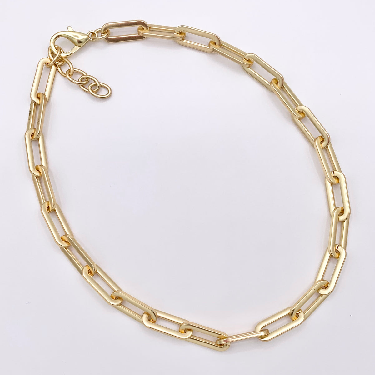 Matte Chunky Paperclip Link 18K Gold Plated Copper Finished Necklace 17.5" + 2" Extension Link 1 PC