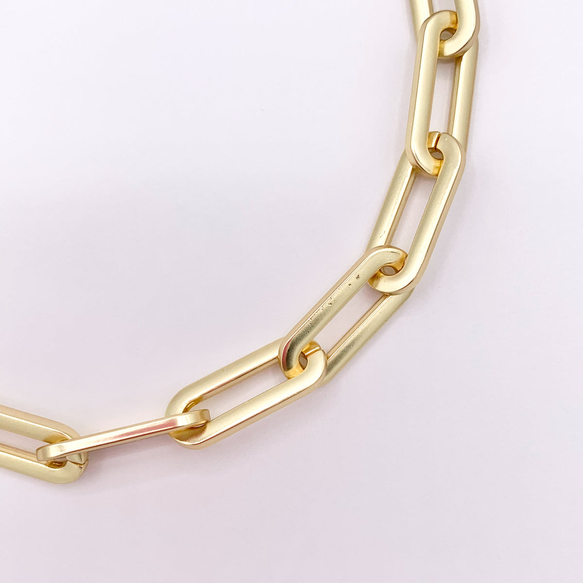 Matte Chunky Paperclip Link 18K Gold Plated Copper Finished Necklace 17.5" + 2" Extension Link 1 PC