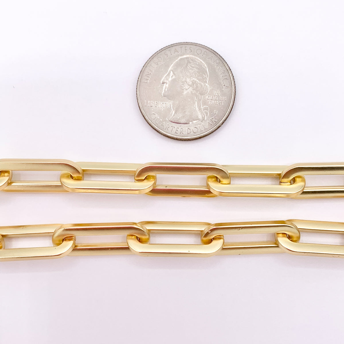 Matte Chunky Paperclip Link 18K Gold Plated Copper Finished Necklace 17.5" + 2" Extension Link 1 PC