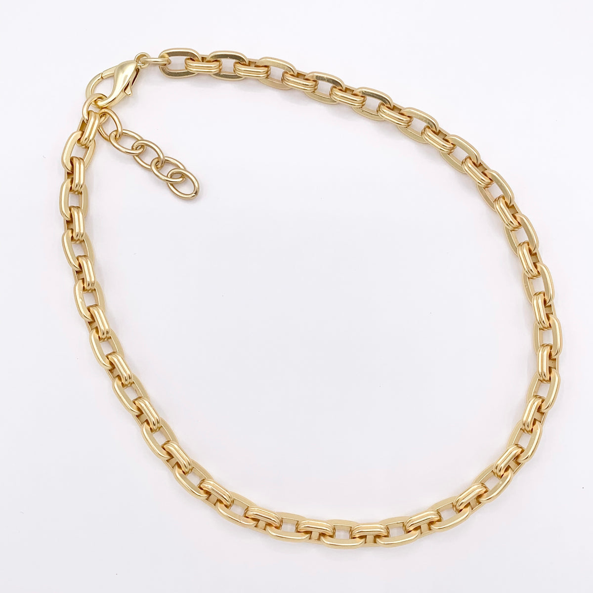 Matte Chunky Paperclip Link 18K Gold Plated Copper Finished Necklace 17" + 2" Extension Link 1 PC