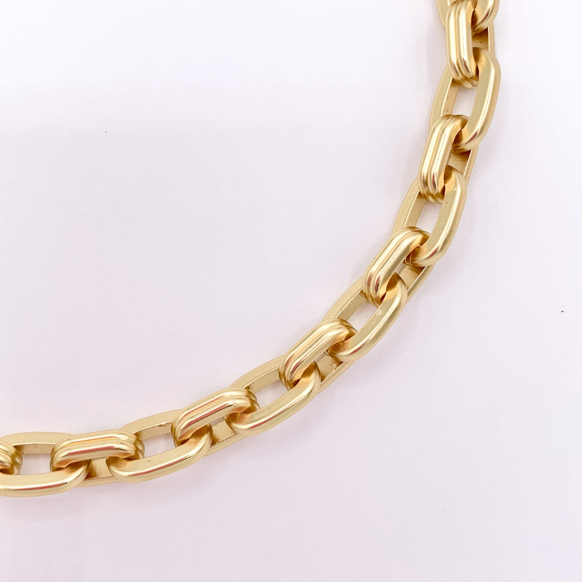 Matte Chunky Paperclip Link 18K Gold Plated Copper Finished Necklace 17" + 2" Extension Link 1 PC