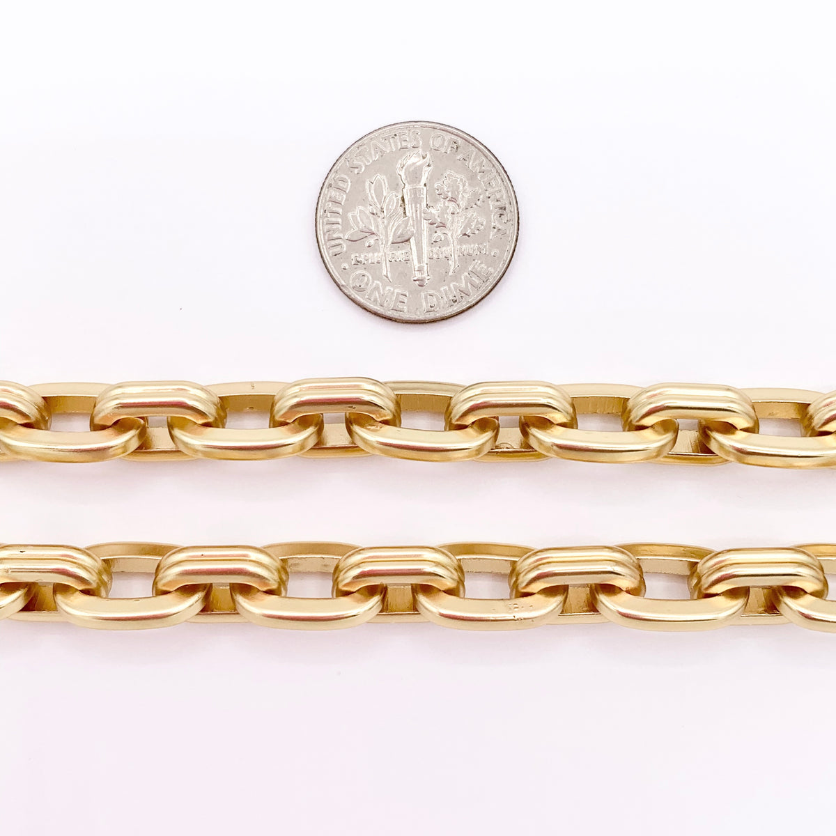 Matte Chunky Paperclip Link 18K Gold Plated Copper Finished Necklace 17" + 2" Extension Link 1 PC