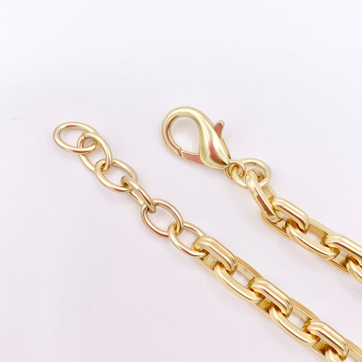 Matte Chunky Paperclip Link 18K Gold Plated Copper Finished Necklace 17" + 2" Extension Link 1 PC