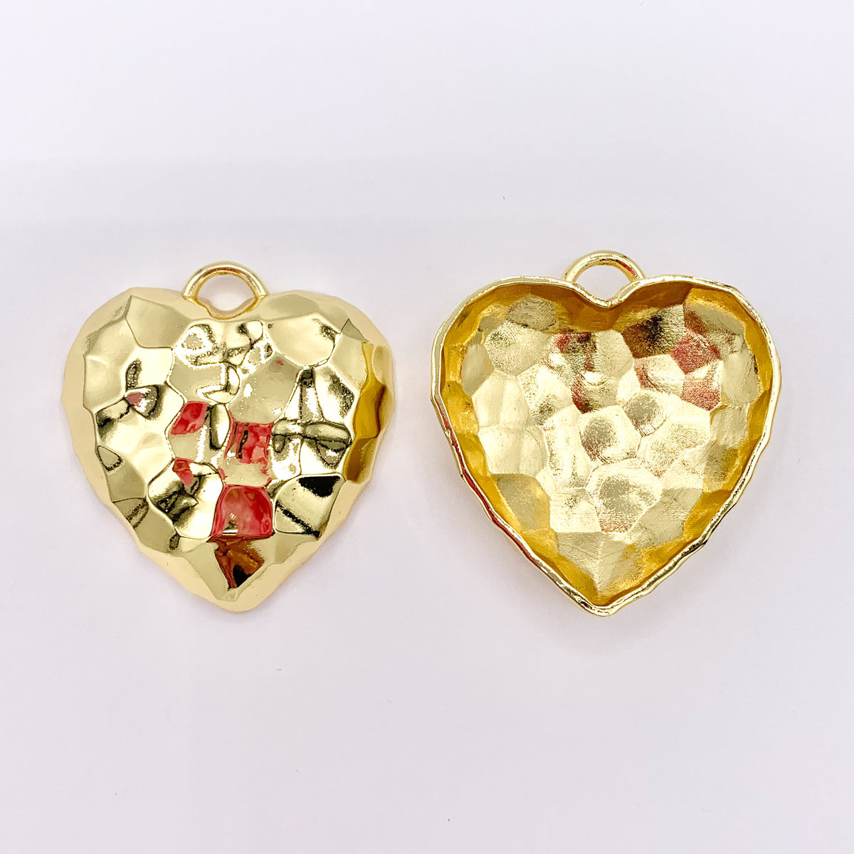 1.5" Large Heart Pendant in Real Gold Plated 18K Over Brass 5 PCS