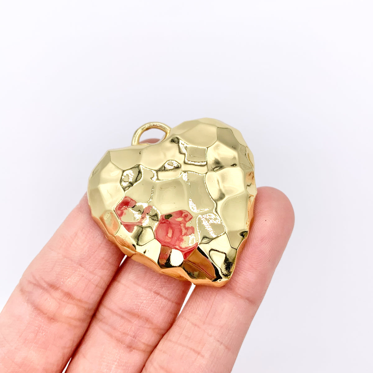 1.5" Large Heart Pendant in Real Gold Plated 18K Over Brass 5 PCS