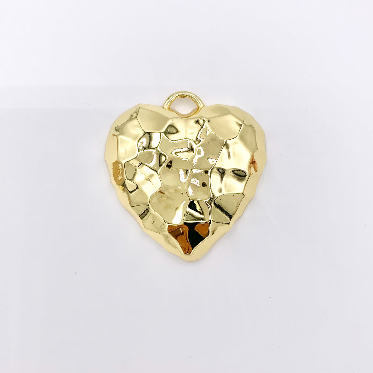 1.5" Large Heart Pendant in Real Gold Plated 18K Over Brass 5 PCS