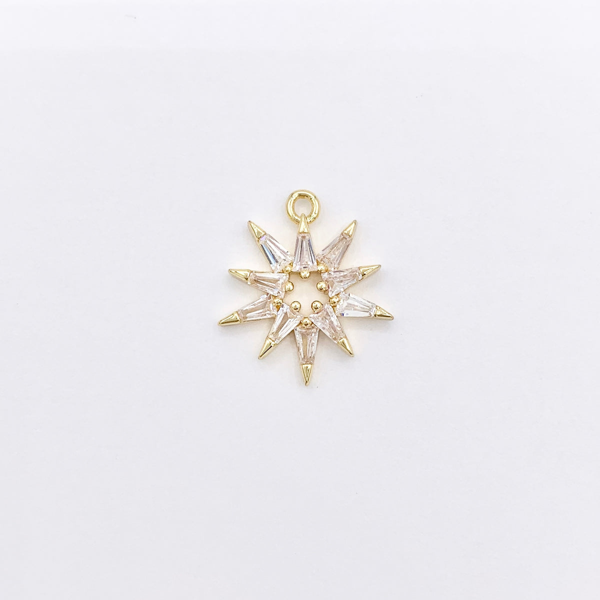 Cute CZ Pave Hollow Star Charm in Real Gold 18K Plated Copper