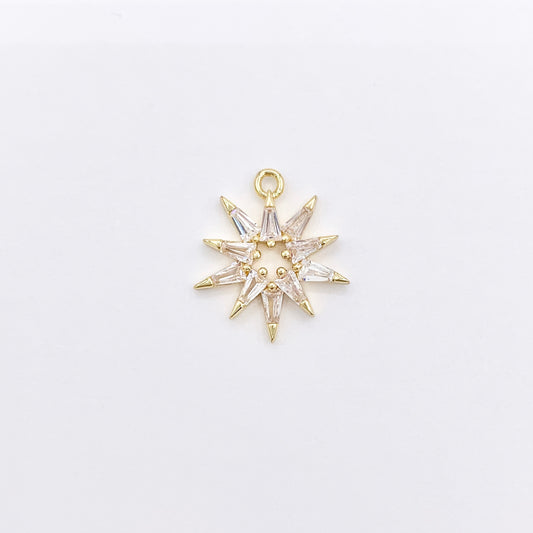 Cute CZ Pave Hollow Star Charm in Real Gold 18K Plated Copper