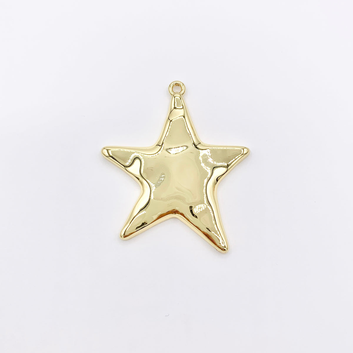 1.6x2" Large Star Pendant in Real Gold Plated 18K Over Brass 6 PCS