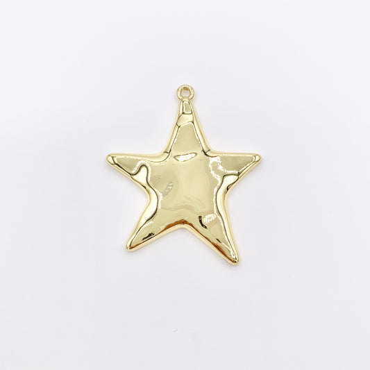 1.6x2" Large Star Pendant in Real Gold Plated 18K Over Brass 6 PCS