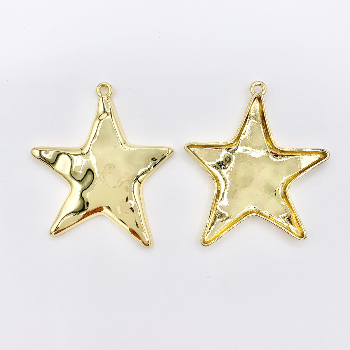 1.6x2" Large Star Pendant in Real Gold Plated 18K Over Brass 6 PCS