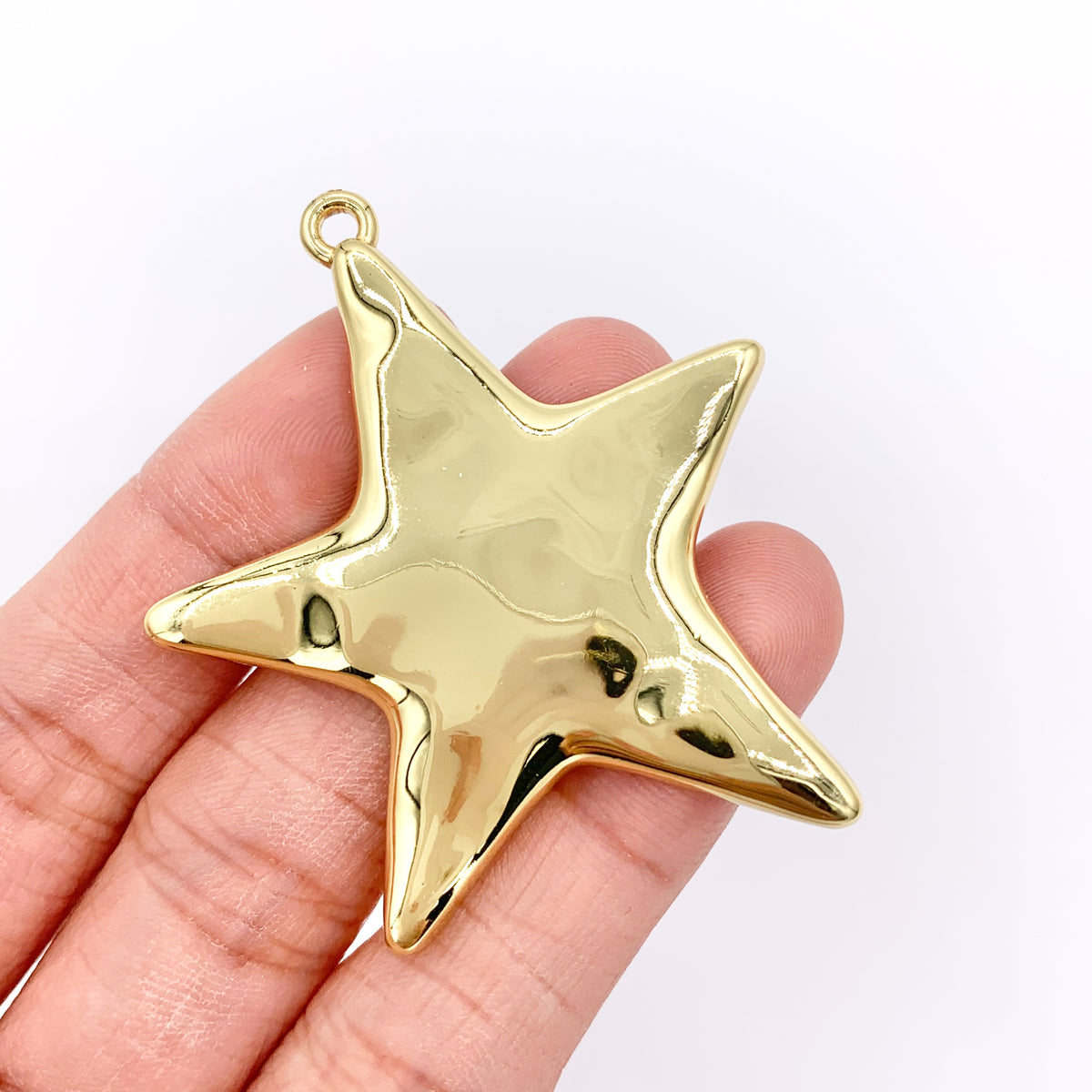 1.6x2" Large Star Pendant in Real Gold Plated 18K Over Brass 6 PCS