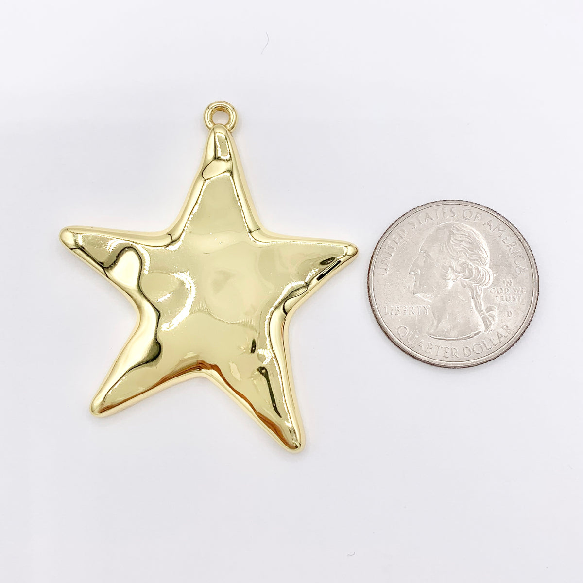 1.6x2" Large Star Pendant in Real Gold Plated 18K Over Brass 6 PCS
