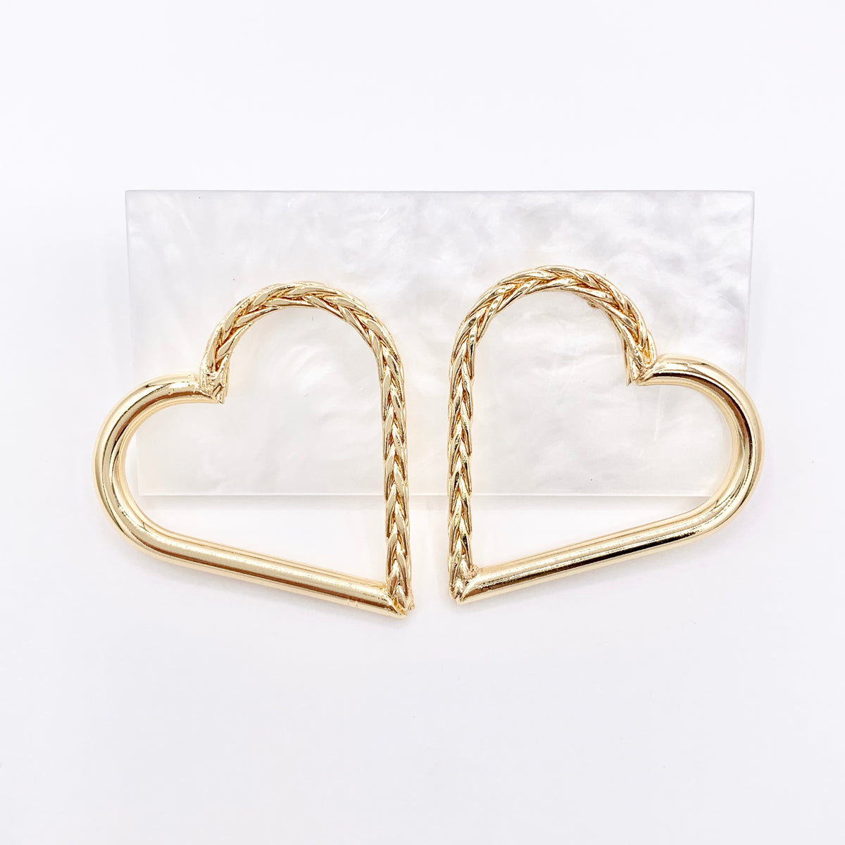 Large Hollow Heart Earrings in Real 18K Gold Plated Over Copper 3 PAIRS