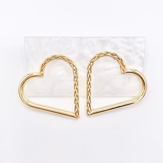 Large Hollow Heart Earrings in Real 18K Gold Plated Over Copper 3 PAIRS
