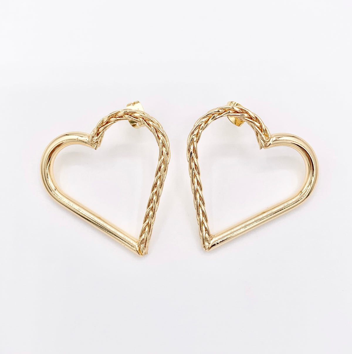 Large Hollow Heart Earrings in Real 18K Gold Plated Over Copper 3 PAIRS
